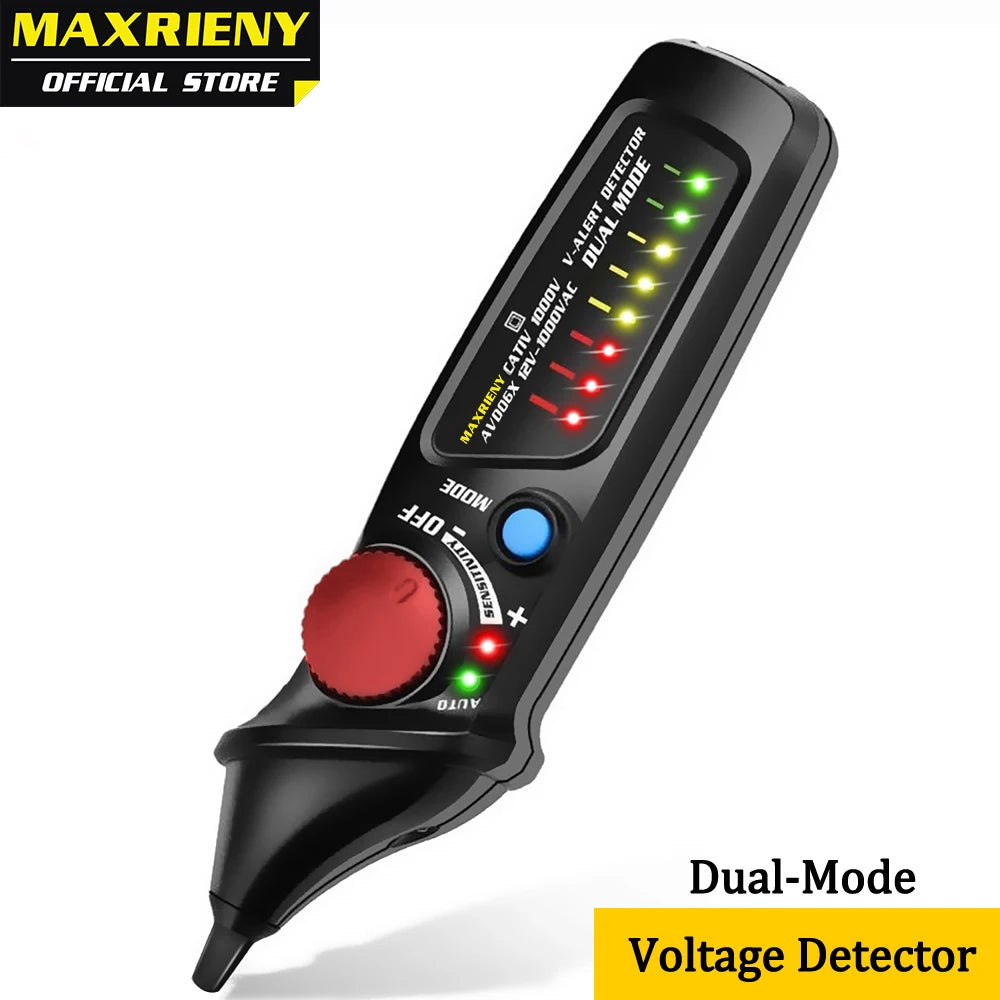 MAXRIENY Non-Contact Voltage Detector Tester AVD06 Socket Wall Outlet Live Test Pen Indicator 12~1000V NCV Continuity Test meter