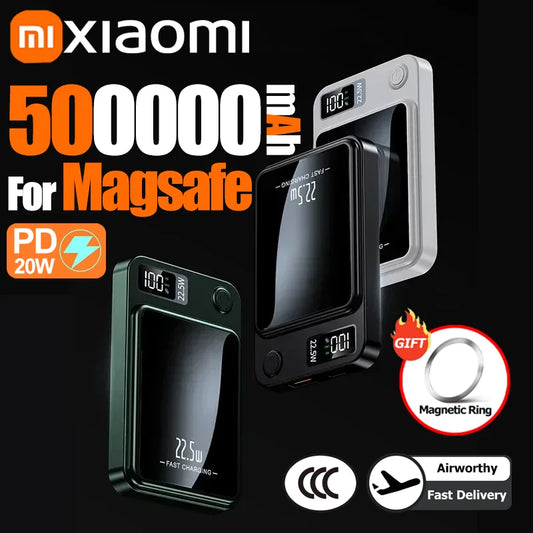 Xiaomi 200000mAh Alloy Wireless Magnetic Power Bank Ultra Thin Fast Charging Portable Backup Battery For Magsafe IPhone Samsung