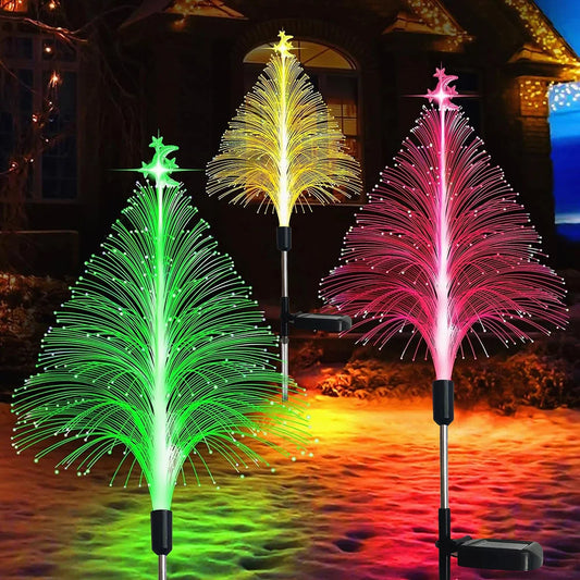 Outdoor Waterproof Solar Fiber Optic Christmas Lights Jellyfish Design LED Landscape Decorative Lighting