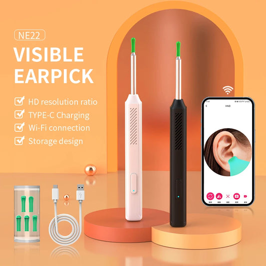 Smart Visual Ear Cleaner With Camera 1296P Ear Sticks Otoscope USB Charging Ear Wax Removal Tool WIFI Connection Health Care