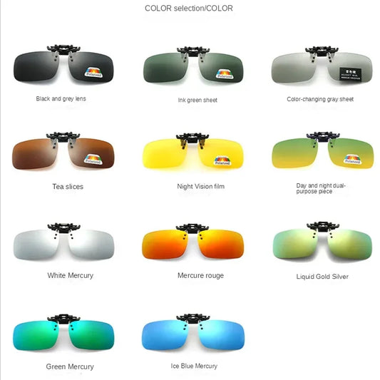 Polarized Clip Sunglasses Myopia Glasses Clip Driver Fishing Outdoor Cycling Night Vision Myopia Clip-on Sun Shading Eyeglasses