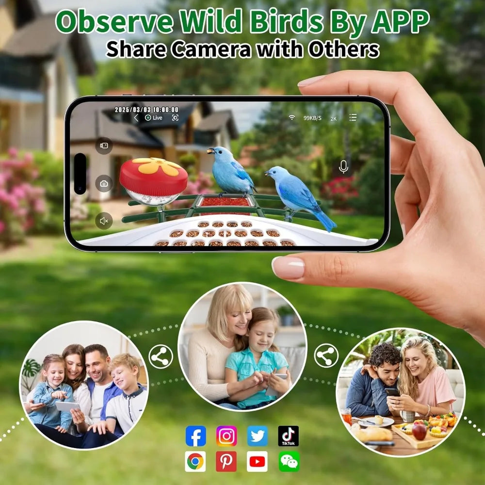 Bird Feeder with Camera,AI Identify Species Solar Panel