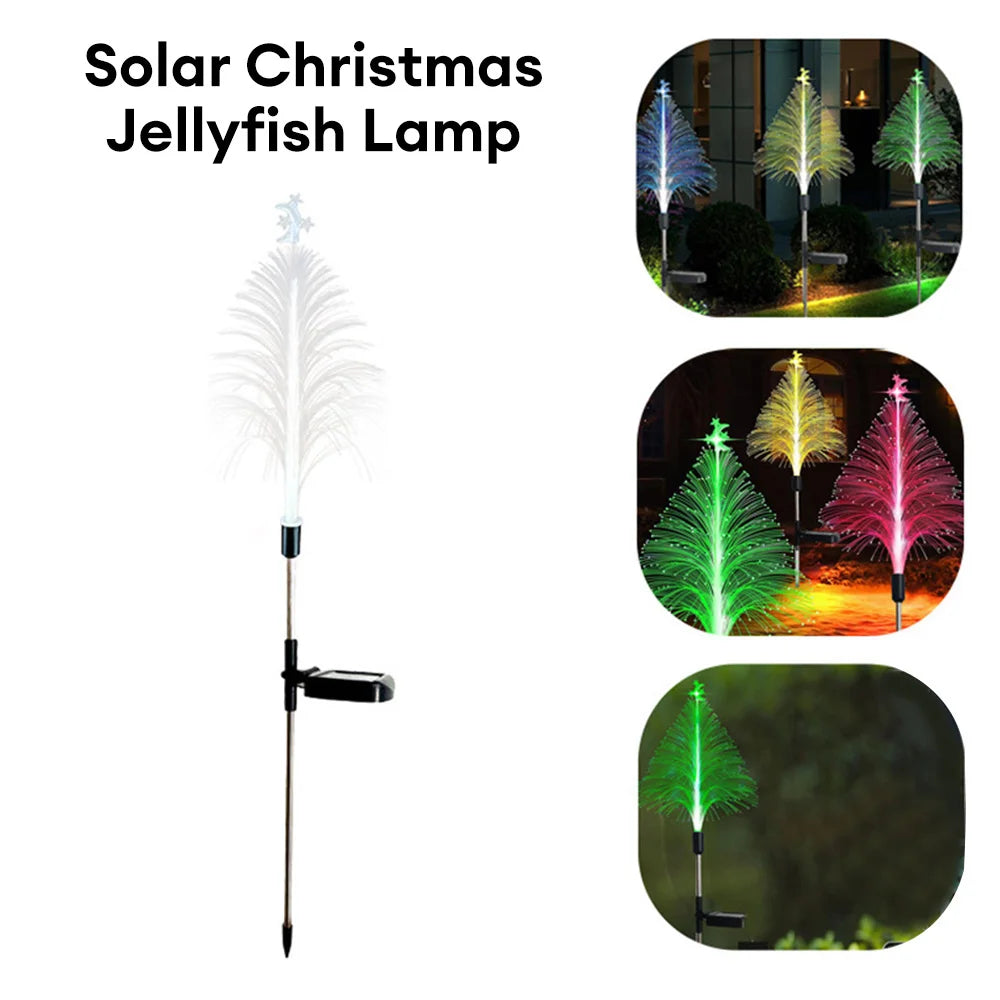 Outdoor Waterproof Solar Fiber Optic Christmas Lights Jellyfish Design LED Landscape Decorative Lighting