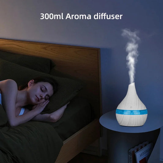 Portable 300ml USB Air Humidifier & Essential Oil Diffuser - Mini Aroma Diffuser for Aromatherapy, Travel, Desk & Small Spaces
