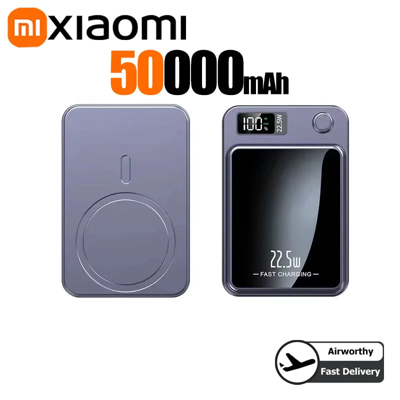 Xiaomi 200000mAh Alloy Wireless Magnetic Power Bank Ultra Thin Fast Charging Portable Backup Battery For Magsafe IPhone Samsung