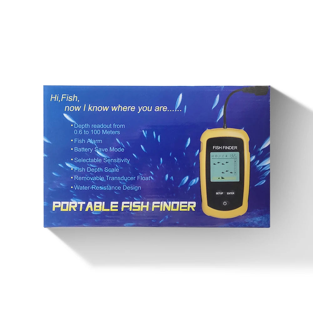 PUPOPAN Portable Handheld Fish Depth Finder Sonar Castable LCD Screen Kayak Boat Fishfinder Transducer for Water Fishing