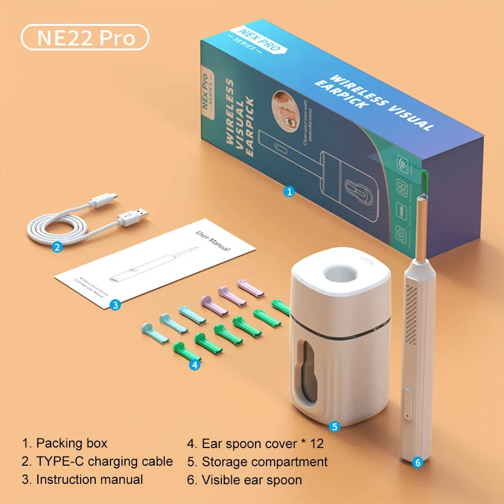 Wireless Visual Ear Wax Removal Smart Visual Ear Cleaner With Camera Endoscope 1296P Luminous Otoscope Ear Cleaning Tool