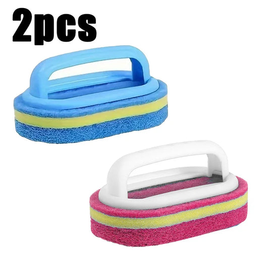 Dual-Layer Scrub Brush 2-Pack - Long Handle Pot Scrubber & Bathtub Cleaner