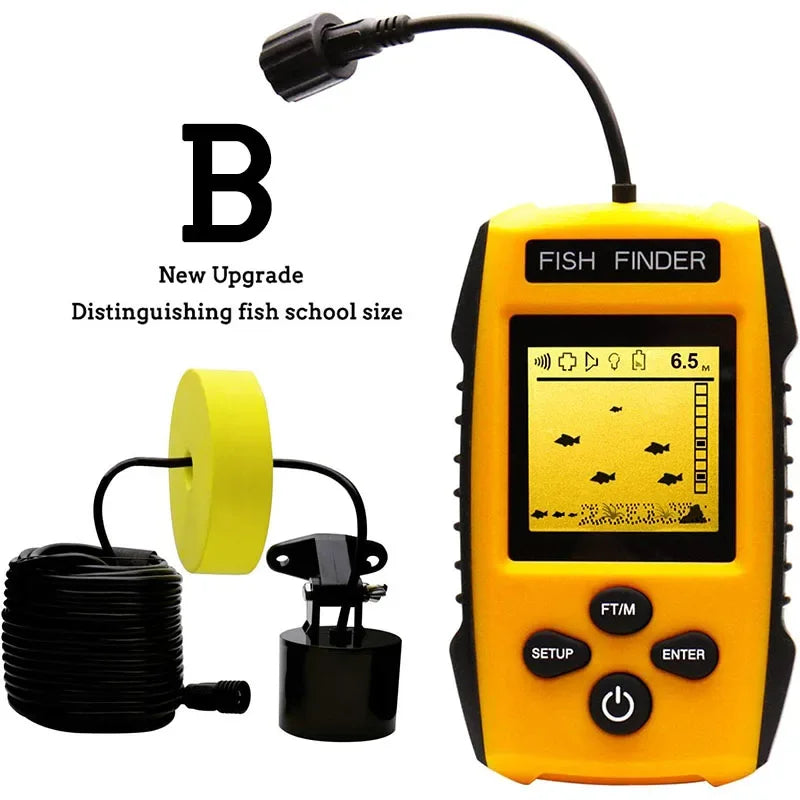 New Upgrade Handheld Fish Depth Finder Ice Kayak Shore Boat Fishing Fish Detector Device Sonar Sensor Transducer and LCD Display