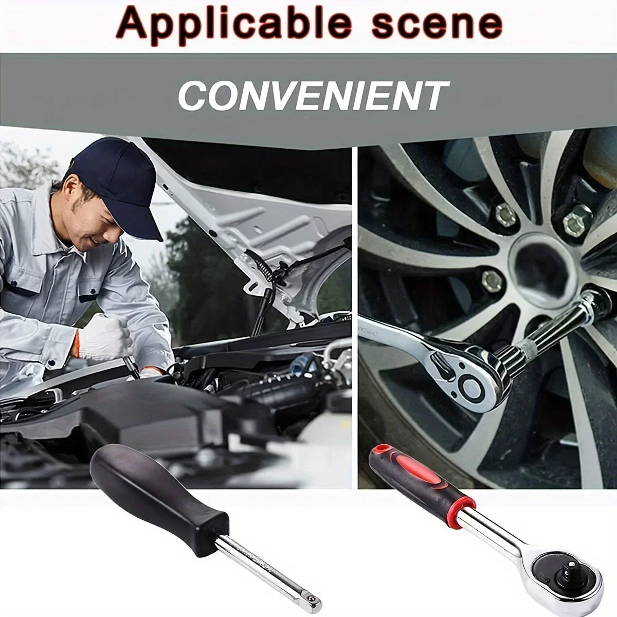 46pc Driver Sleeve Kit 1/4" Ratchet Wrench Kit for Automatic House Repair with Socket Hexagonal Socket Settings Mechanical Tool