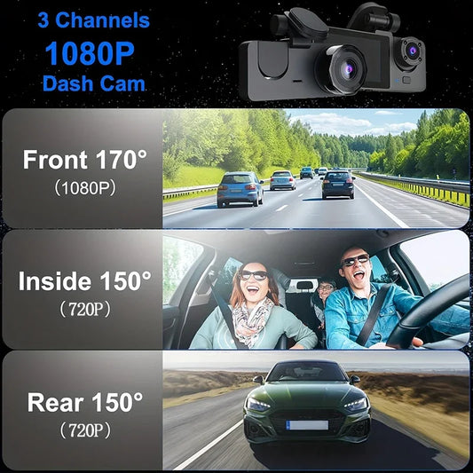 Dash Cam, 1080P FHD Front and Rear Inside Car Camera, WiFi APP Control