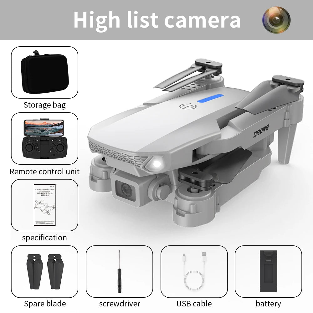 Mini Drone Dual Camera Lighting Screen Control E88 E99