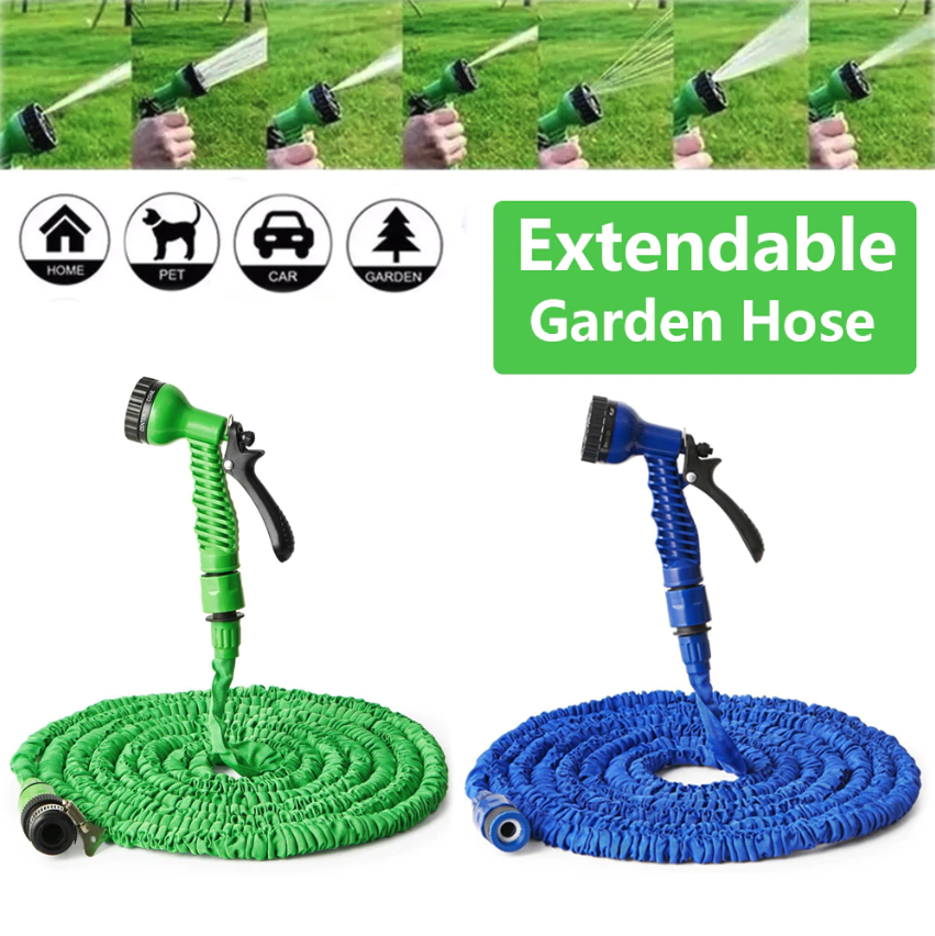 Expanding Expandable Flexible Garden Water Hose w Spray Nozzle 25, 50,