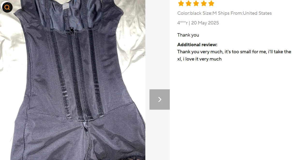 Shapewear for women's Lace-Trimmed Shapewear Bodysuit - Tummy Control Corset with Adjustable Straps & Zipper, Black, Comfortable