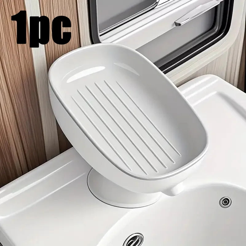 Suction Cup Soap Dish Drainable, Rust-Proof, for Bathroom, Kitchen Sink, Shower
