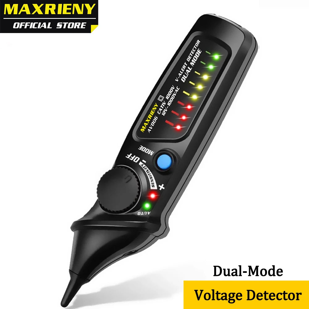 MAXRIENY Non-Contact Voltage Detector Tester AVD06 Socket Wall Outlet Live Test Pen Indicator 12~1000V NCV Continuity Test meter