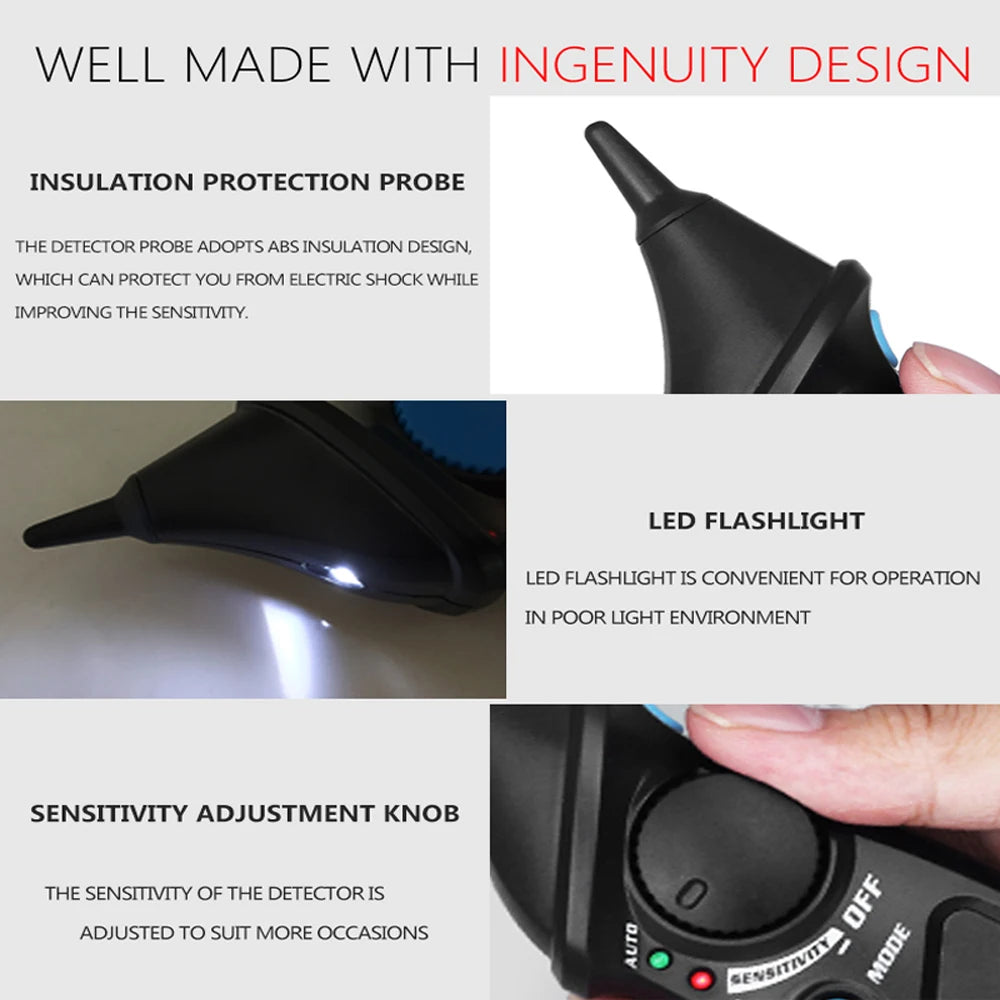 MAXRIENY Non-Contact Voltage Detector Tester AVD06 Socket Wall Outlet Live Test Pen Indicator 12~1000V NCV Continuity Test meter
