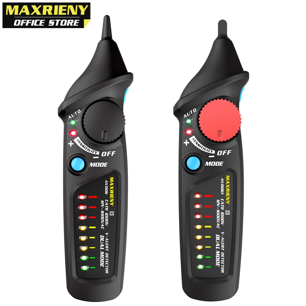 MAXRIENY Non-Contact Voltage Detector Tester AVD06 Socket Wall Outlet Live Test Pen Indicator 12~1000V NCV Continuity Test meter