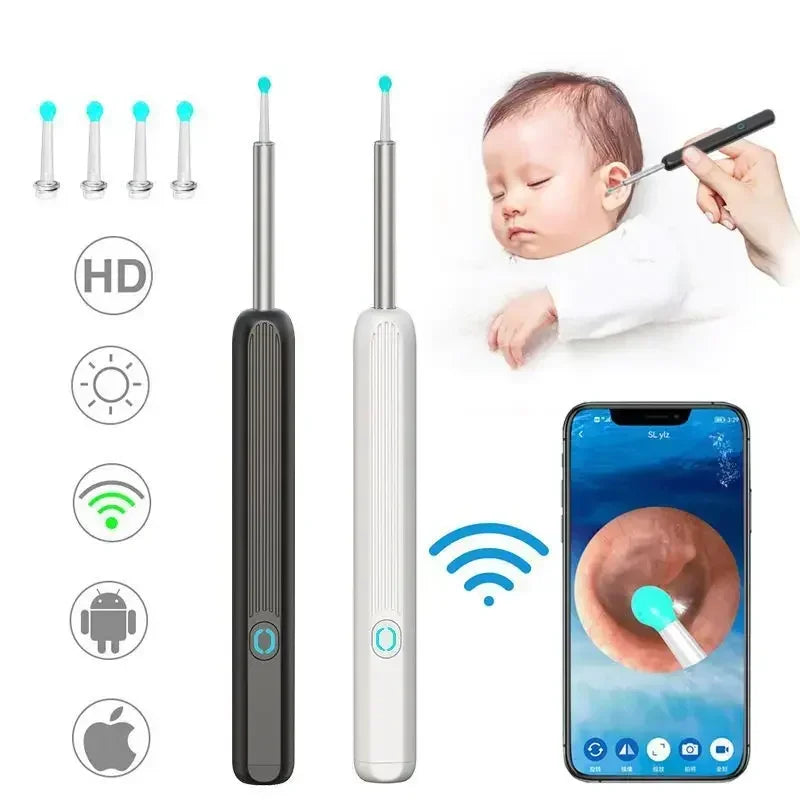 Wireless Wi-fi Visual Ear Cleaner Otoscope EarWax Ear with Ear 1296P HD Cleaning Kit Removal Sticks Endoscope Camera Tool Kit