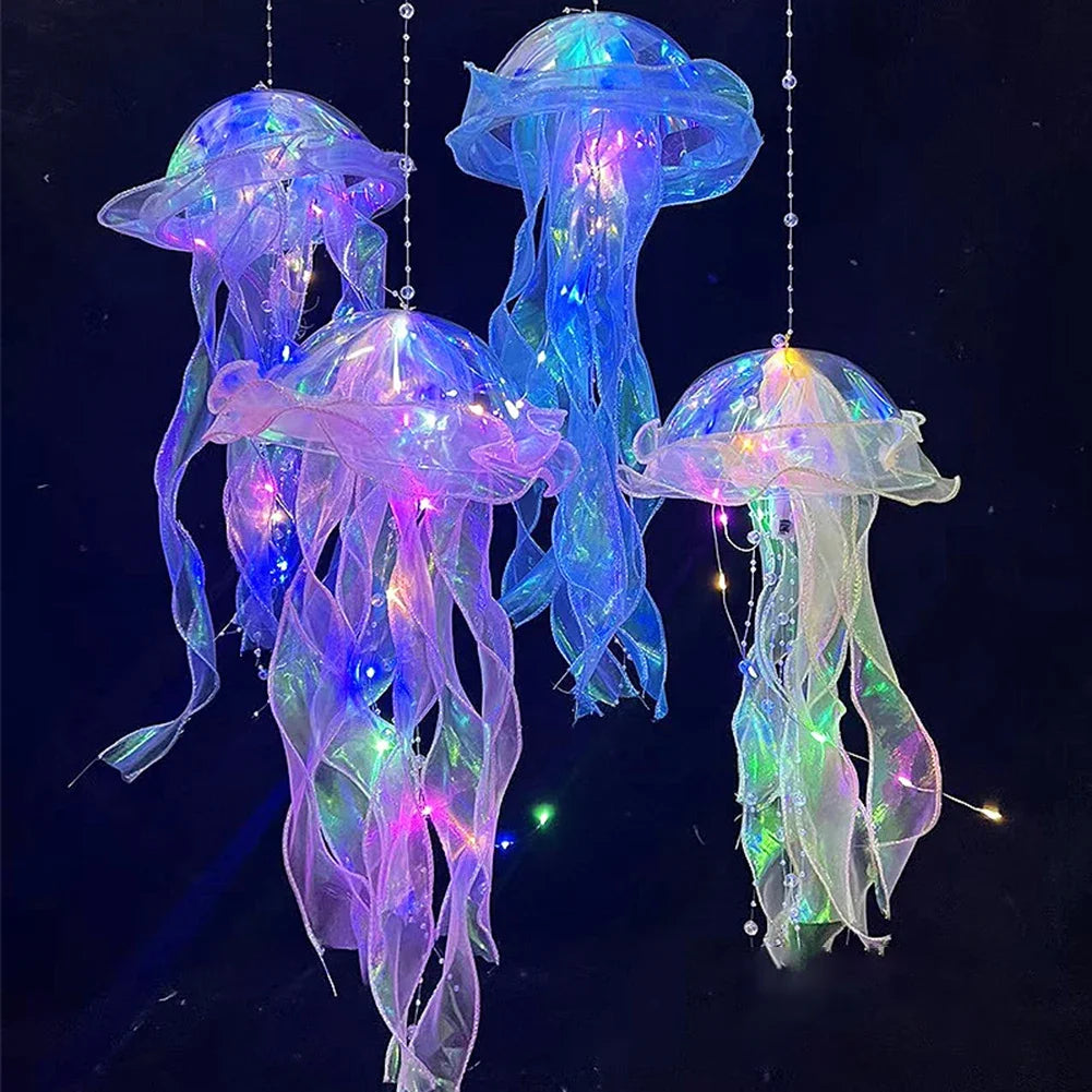 1-6PCS Jellyfish Night Light Lamp Hanging Pendant LED Light Jellyfish Lamp Atmosphere Decorative Lantern Home Room Decoration