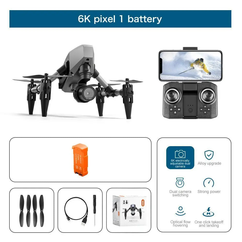 XD1 8K HD dual camera aerial camera, alloy anti-drop mini drone 2.4GWiFi drone foldable four-axis aerial camera