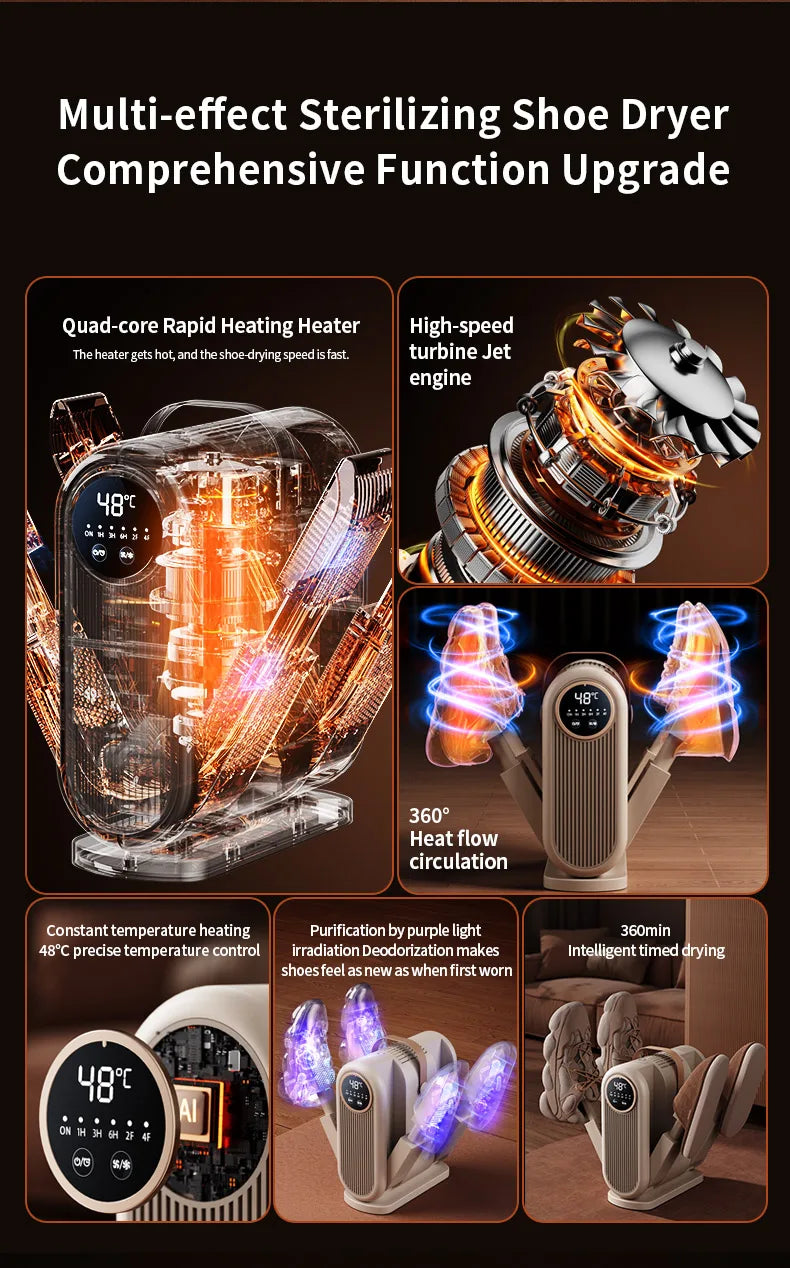 Six-Arm Foldable Shoe Dryer