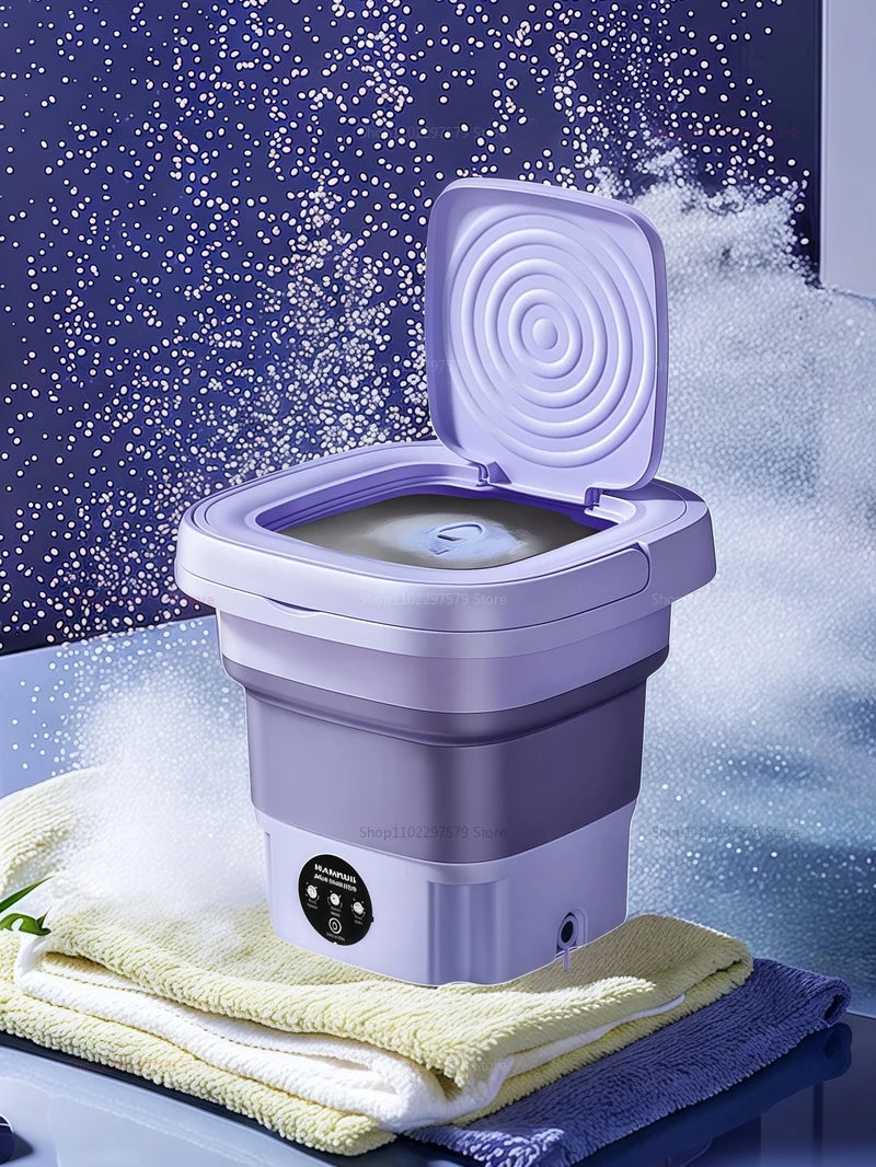 8L Foldable Small Washing Machine Portable Retractable Household Washing Machine 3 Models With Rotation And Drying Functions