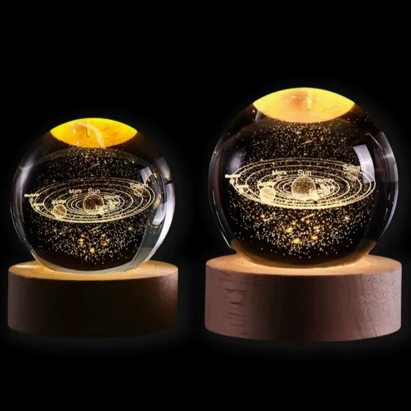3D Solar System Crystal Ball LED Night Light