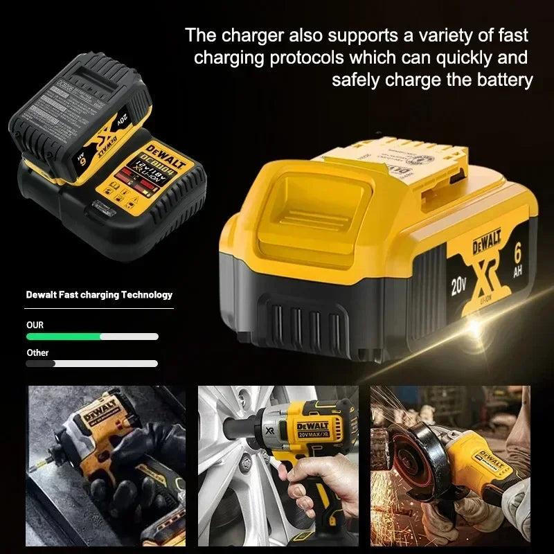 DeWALT Original Battery 20V/60V 6Ah 9Ah MAX FlexVolt for DCB606 DCB205 DCB206 DCB209 DCB182 Power Tool with Charger