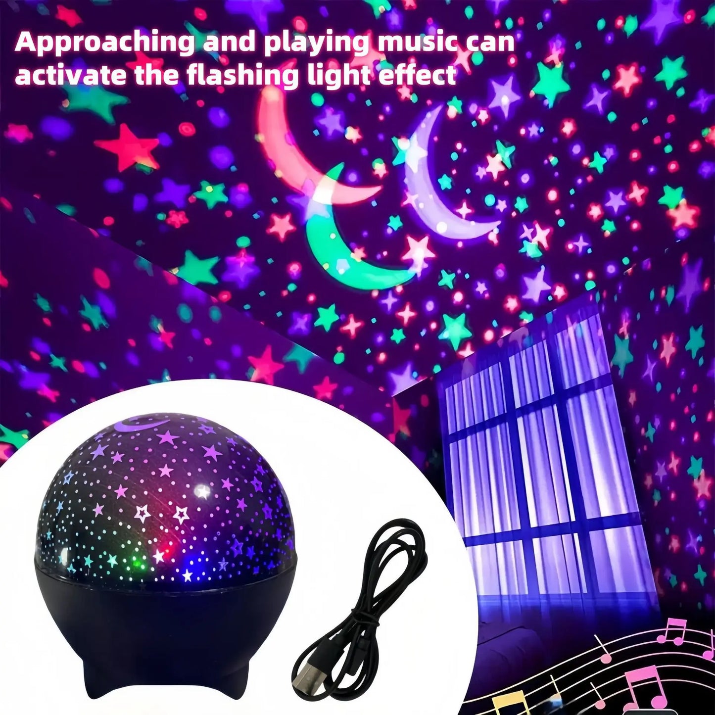 LED Starry Sky Projector Light Stars and Moon Projection 7 Modes Night Light
