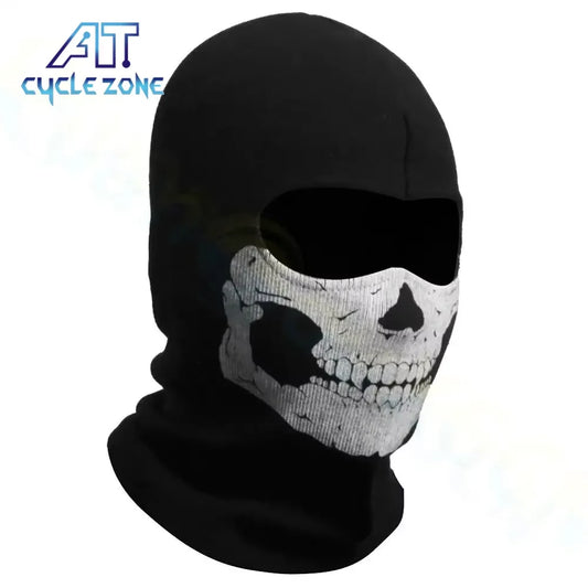 Motorcycle Balaclava Full Face Mask Skull Print Motorbike Full Face Mask Windproof Skiing Head Neck Warmer Bicycle Helmet Liner
