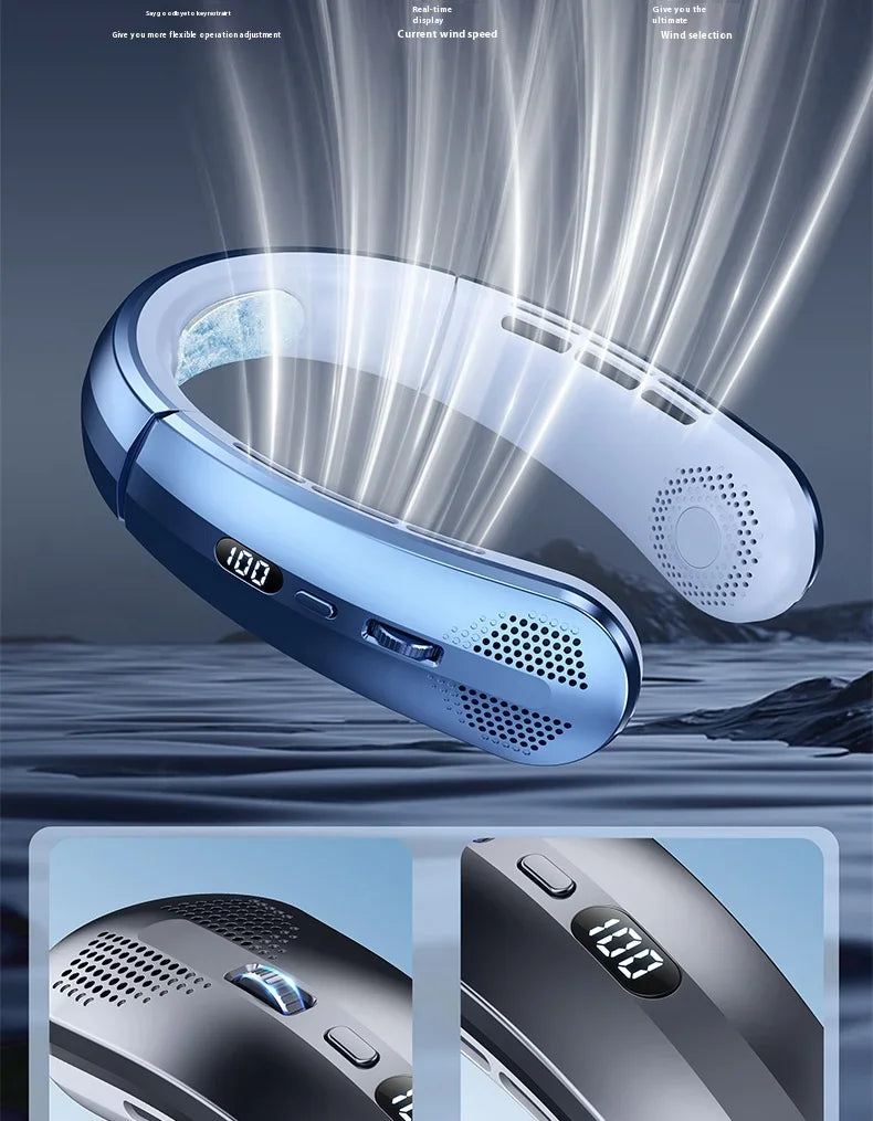 Portable Neck Fan 5000mAh Rechargeable Fan Mini 3-Speeds Large Wind Outdoor Silent Electric Ventilador for Home Camping Outdoor
