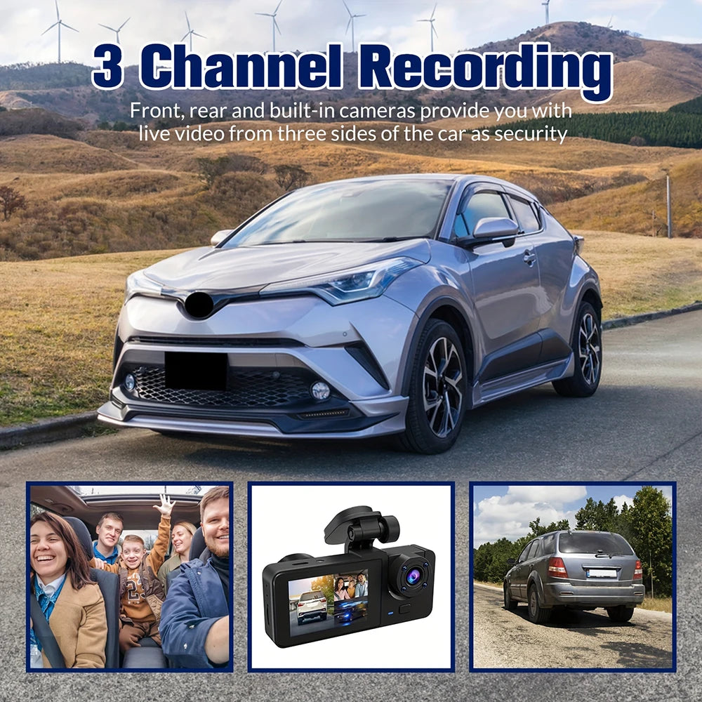 Triple Lens WiFi Dashcam 2/3 Channel Car Camera 1080P HD Video Recorder