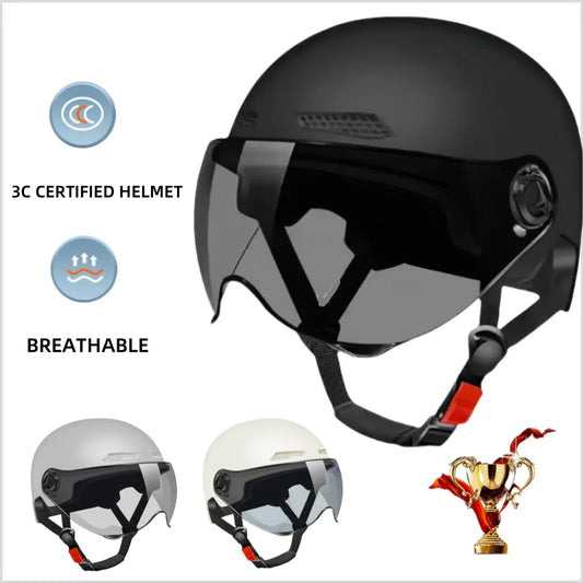 Men's motorcycle helmet - Comfortable and breathable. Bicycle and electric vehicle helmet - 3C certified safety equipment.