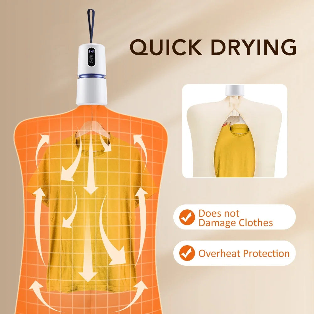 Portable Clothing Dryer Hanging Electric Drying Dryer with Timing Function Travel Home Business Laundry Dryer Clothes Heater