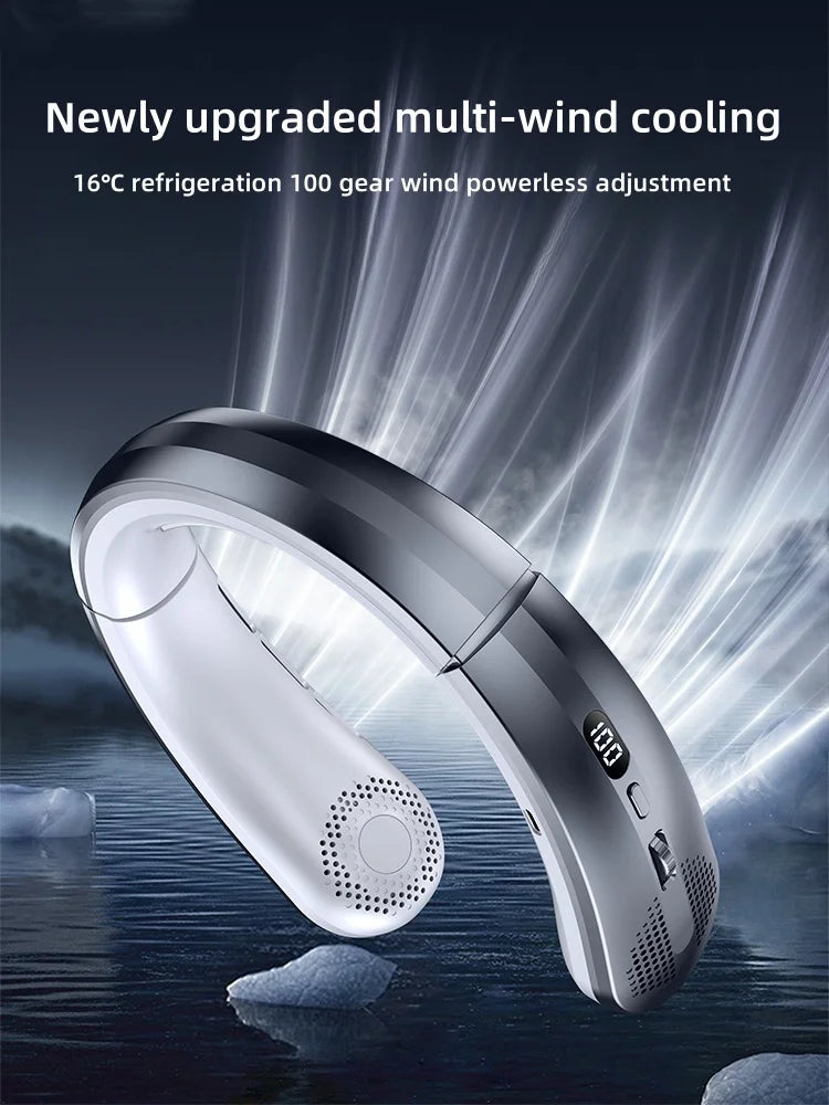 Portable Neck Fan 5000mAh Rechargeable Fan Mini 3-Speeds Large Wind Outdoor Silent Electric Ventilador for Home Camping Outdoor