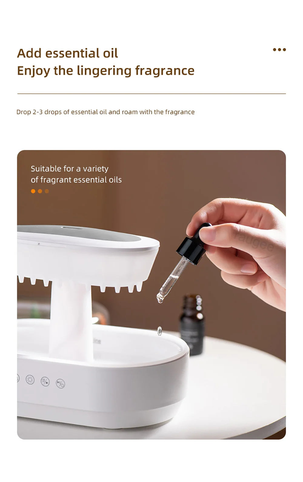 Aromatherapy humidifier raindrop air humidifier color light white noise essential oil diffuser household ultrasonic aromatherapy
