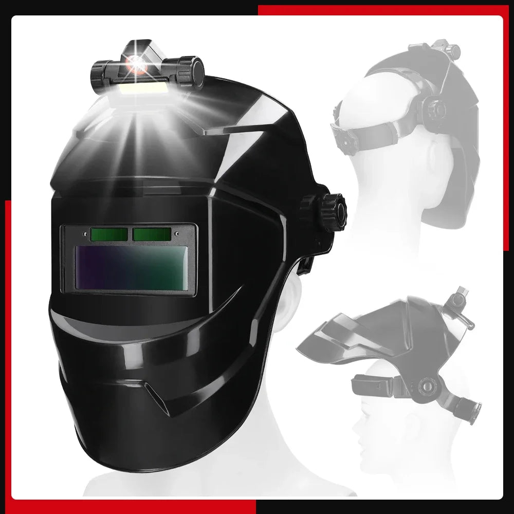 Automatic Dimming Welding Facemask Large View True Color Auto Darkening Welding Facemask 130℃ High Temperature Resistant
