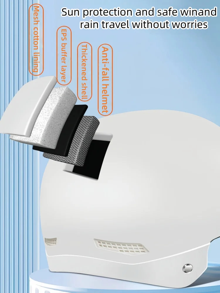 Men's motorcycle helmet - Comfortable and breathable. Bicycle and electric vehicle helmet - 3C certified safety equipment.