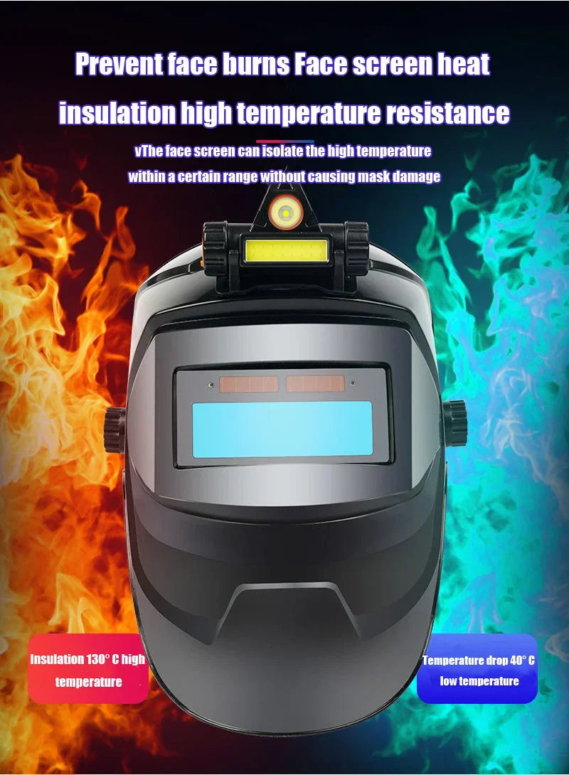 True Color Welding Helmet Automatic Dimming Welding Mask Large View Auto Darkening Facemask for Arc Welder Grinding Cutting Tool