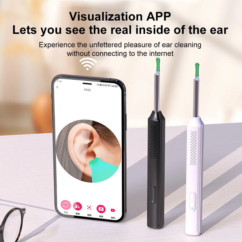 Wireless Visual Ear Wax Removal Smart Visual Ear Cleaner With Camera Endoscope 1296P Luminous Otoscope Ear Cleaning Tool