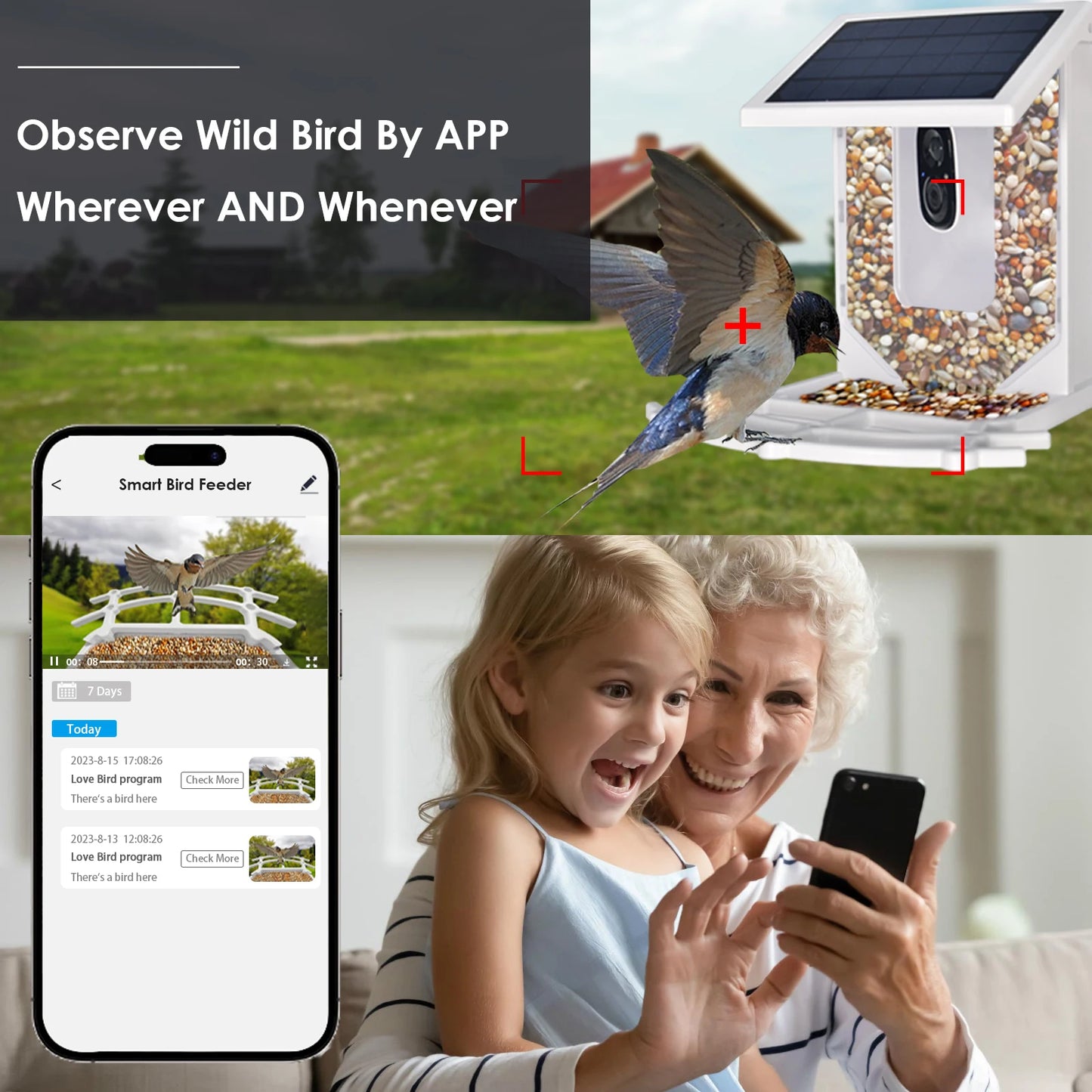 Smart Bird Feeder with Camera, Outdoor Bird Feeding House