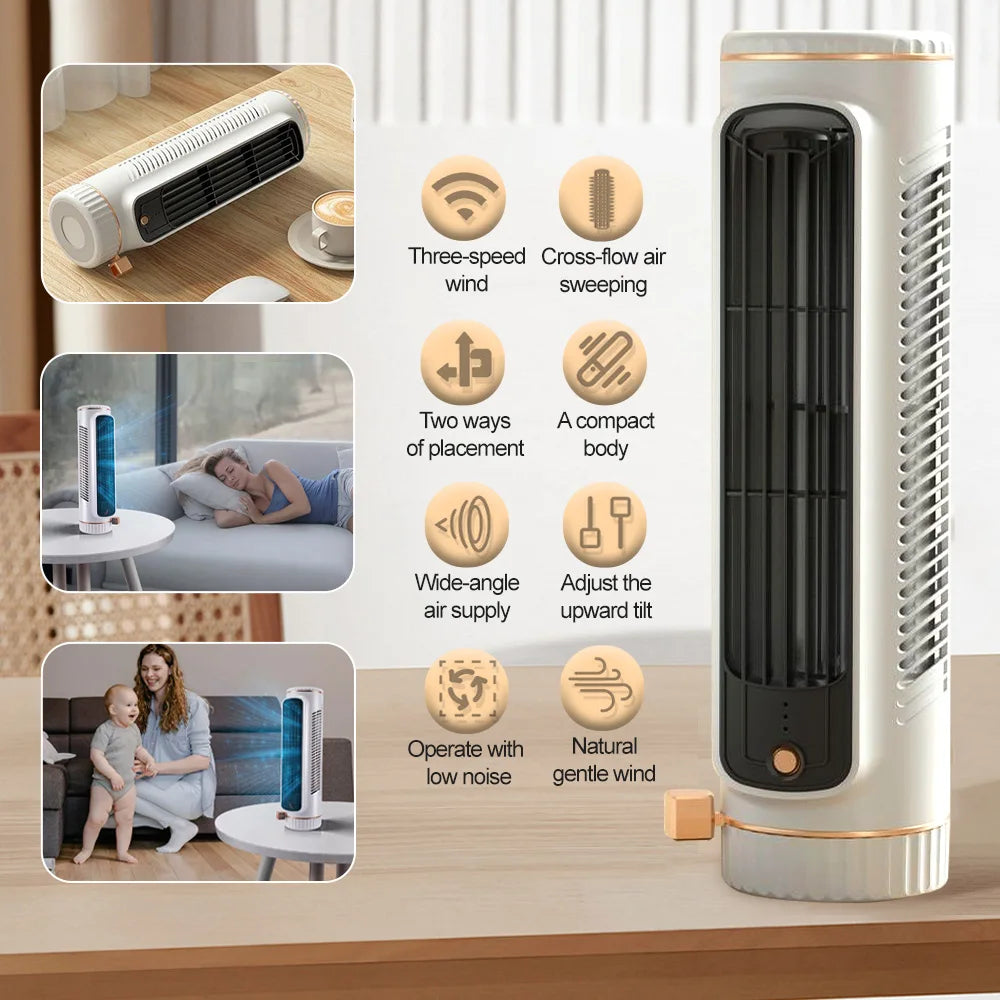 portable Desktop Tower Fans Circulation Air Conditioner 20dB Quiet Floor Fan