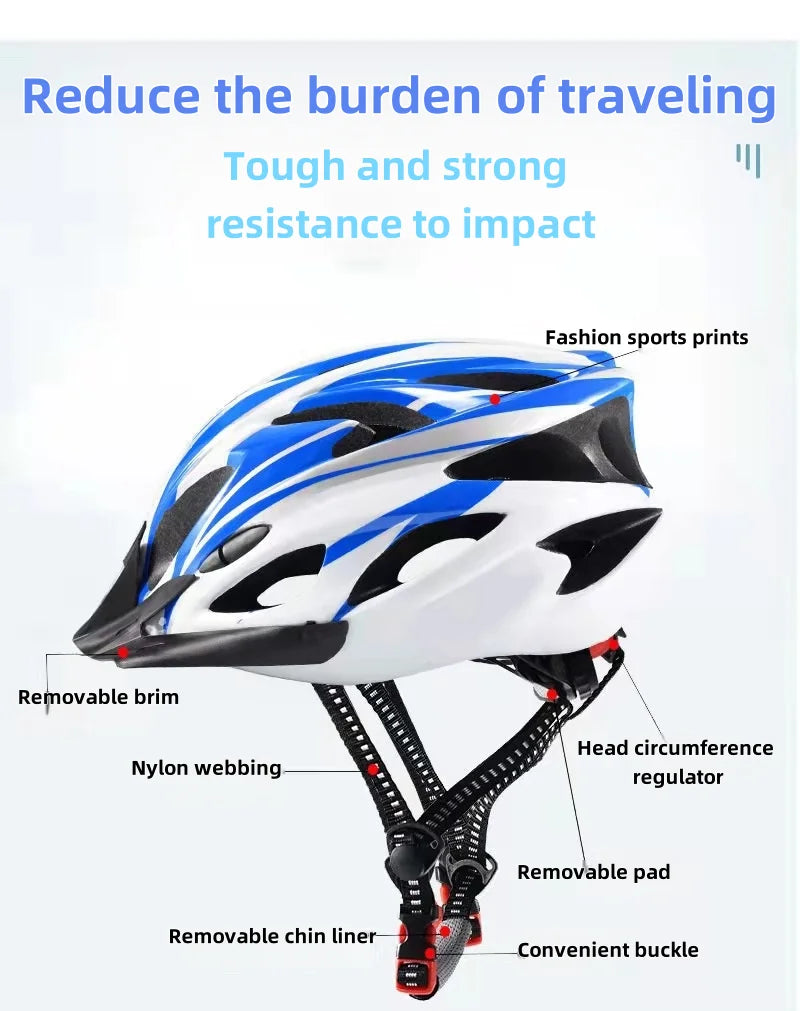 Lightweight bicycle helmet with comfortable lining hollow design