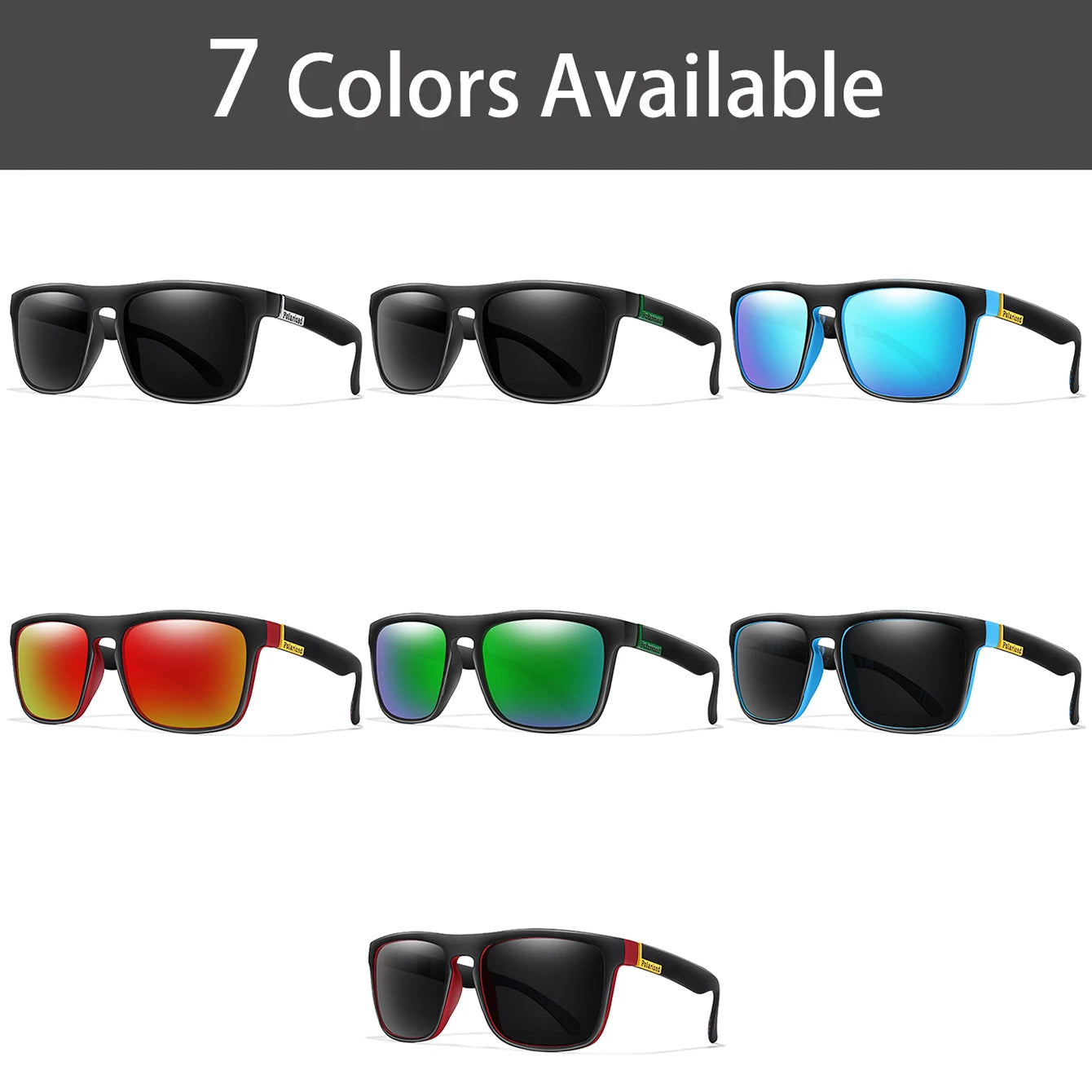 LOISRUBY Brand Polarized UV400 Sunglasses Men Driving Bike Motorcycle Classic Square Frame Cycling Fishing Eyewear Festival gift