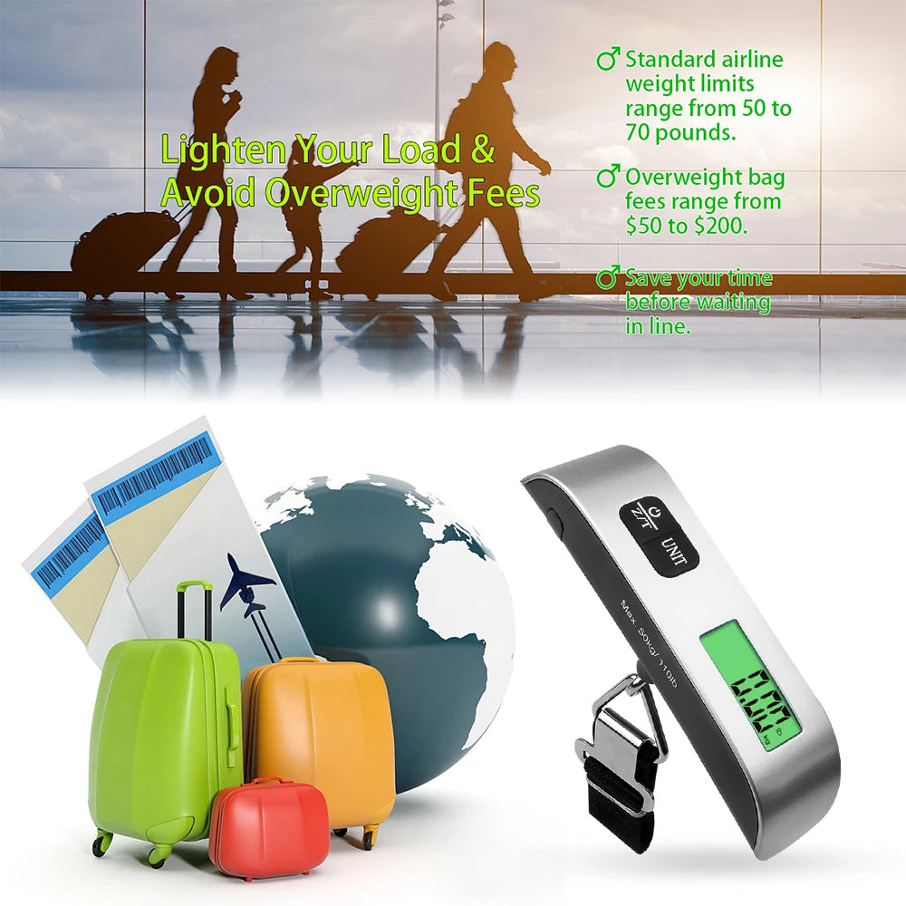 Lcd Digital Scale 50Kgx10G Electronic Luggage Hanging Weight Scale Portabal Handheld Travel Suitcase Baggage Weight Scale