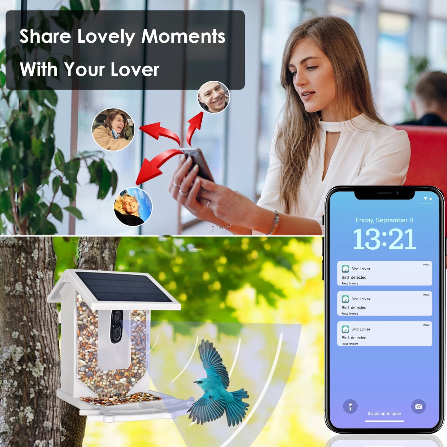 Smart Bird Feeder with Camera, Outdoor Bird Feeding House
