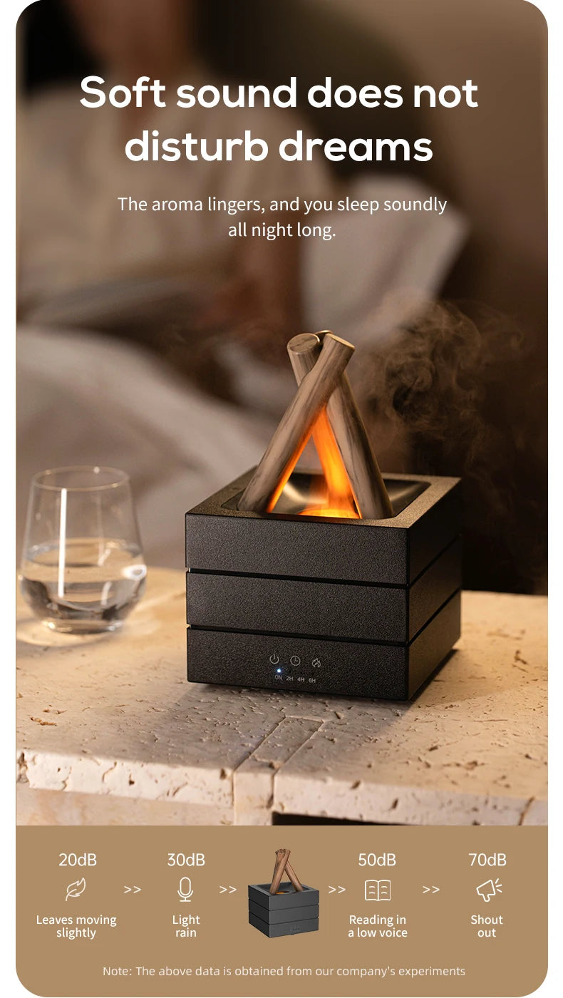 NEWSTYLE Simulated Flame Aroma Diffuser Bonfire Air Humidifier Ultrasonic Cool Mist Maker Fogger LED Essential Oil Lamp Diffuser