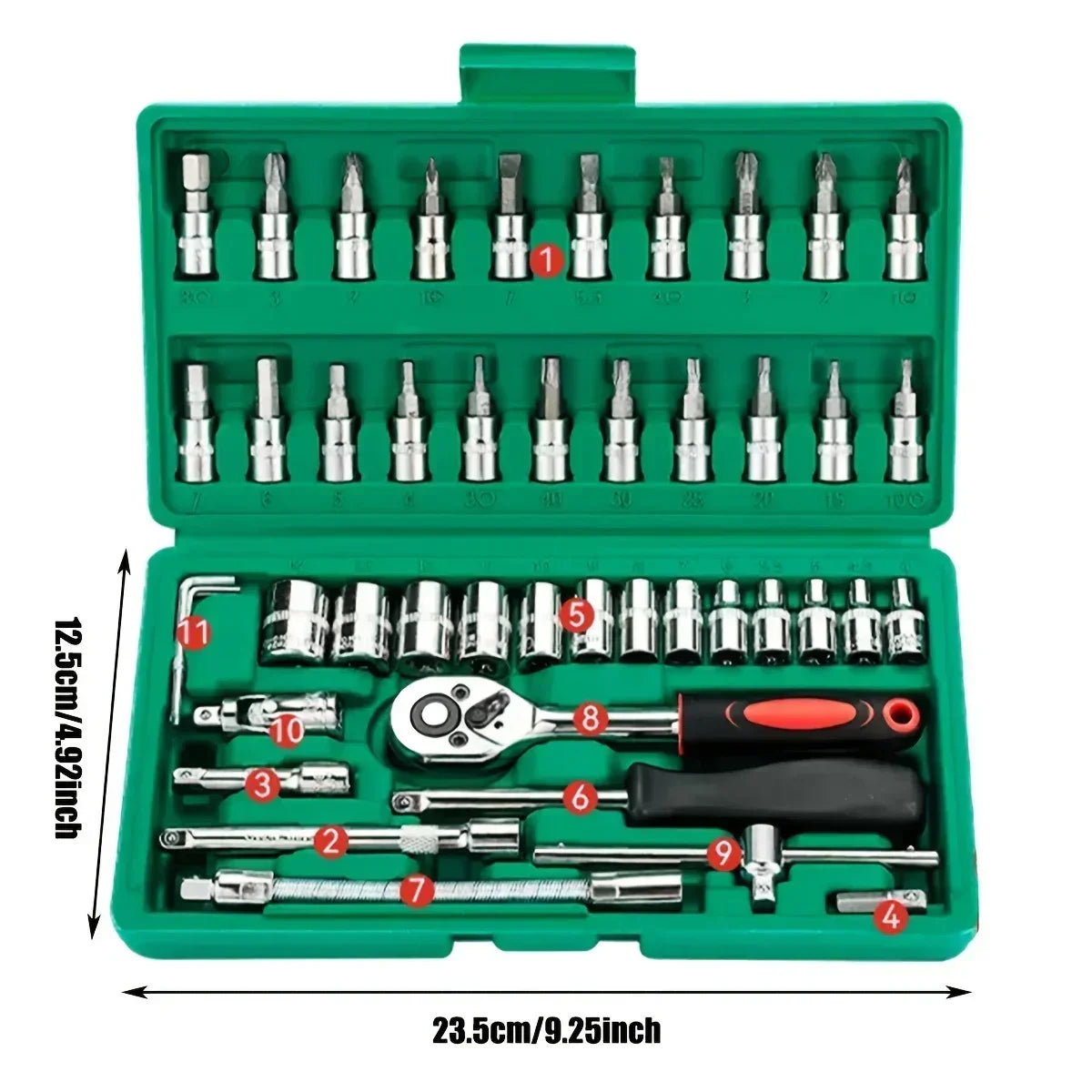 46pc Driver Sleeve Kit 1/4" Ratchet Wrench Kit for Automatic House Repair with Socket Hexagonal Socket Settings Mechanical Tool
