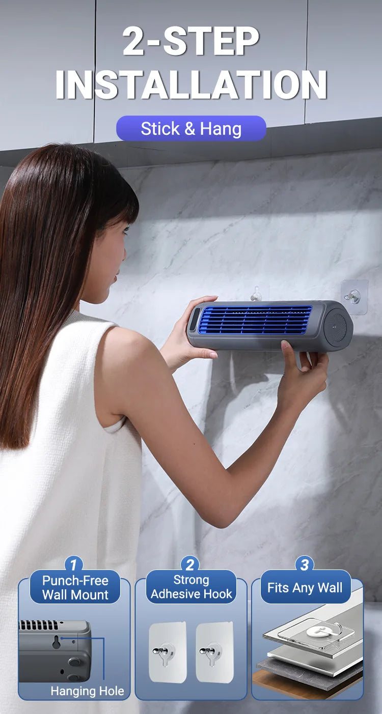 Portable Air Circulator 2000mAh Desktop Mini Rechargeable Fan Wall Non-drilling Silent Tower Fan